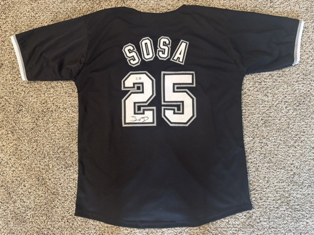 SAMMY SOSA SIGNED AUTO CHICAGO WHITE SOX BLACK CHI TOWN JERSEY BAS AUTOGRAPHED D