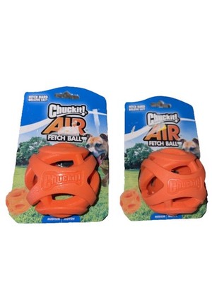 Chuckit! Air Fetch Hard Breathe Easy Rubber Fetch Ball Dog Toy, Medium Pack of 2