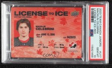 2023 Team Canada Juniors License to Ice Red Macklin Celebrini PSA 10 GEM MT 1v3