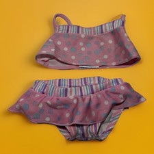 Build A Bear Swimsuit PINK STRIPES  DOTS TANKINI BATHING SUIT Teddy 2 PC Swim