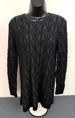 Eight Eight Eight Women's Cable Knit Black Sweater Size Medium Cotton