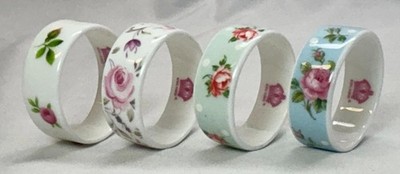 Royal Albert Napkin Rings Set of 4 Assorted Colors and Patterns  - NICE