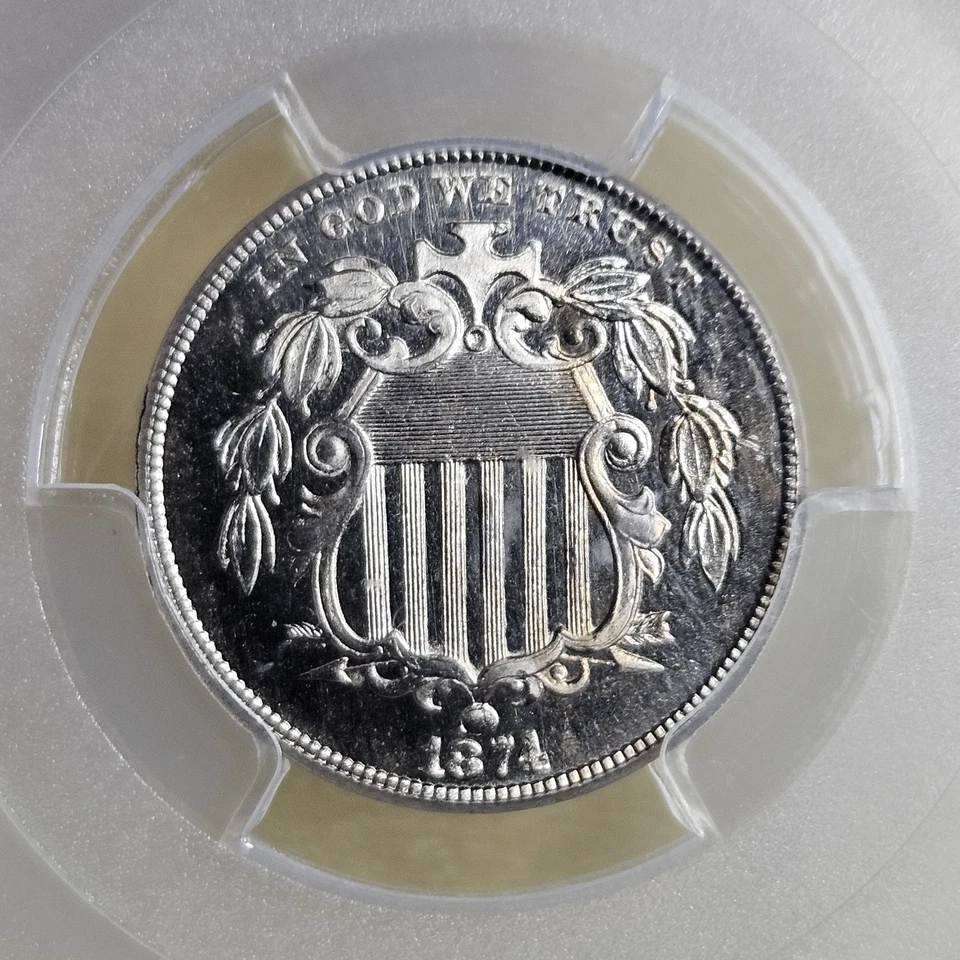 1874 Proof Shield Nickel PCGS PR66CAM Cameo CAC PF66 Ultra Gem Key Date - Image 2 of 4