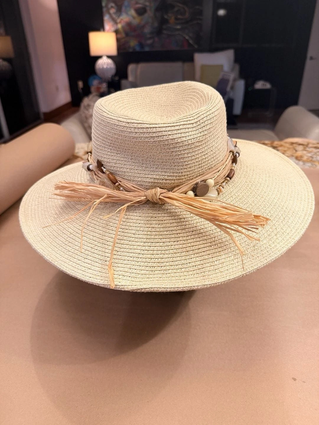 Sun 'N Sand Straw Fedora Hat with Beaded Trim
Opens in a new window or tab