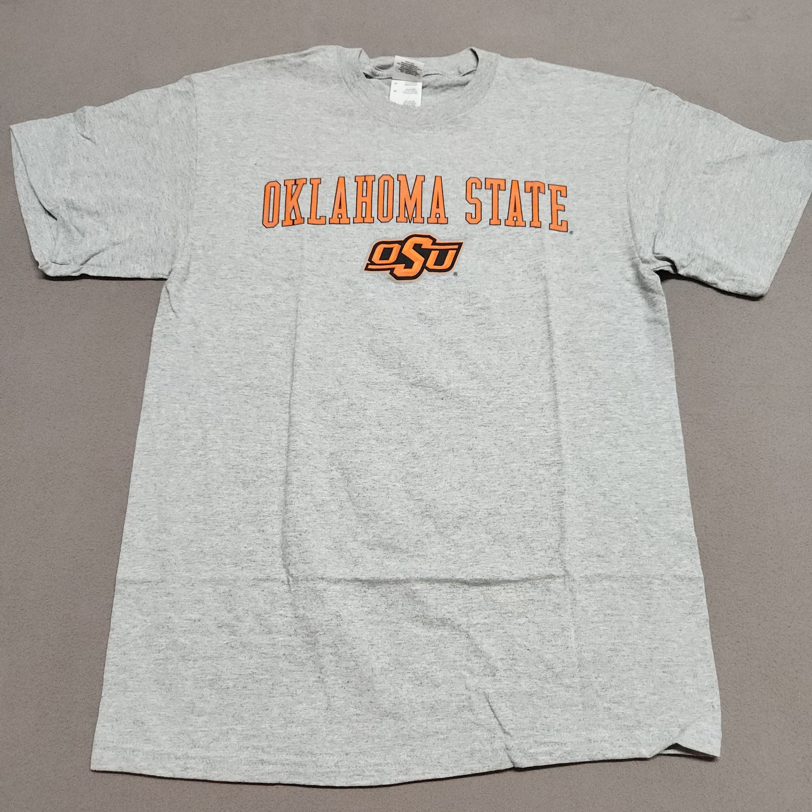 Oklahoma State Cowboys Osu Arch Mascot Adult Ss T-Shirt M Ultra Cotton Gray 166