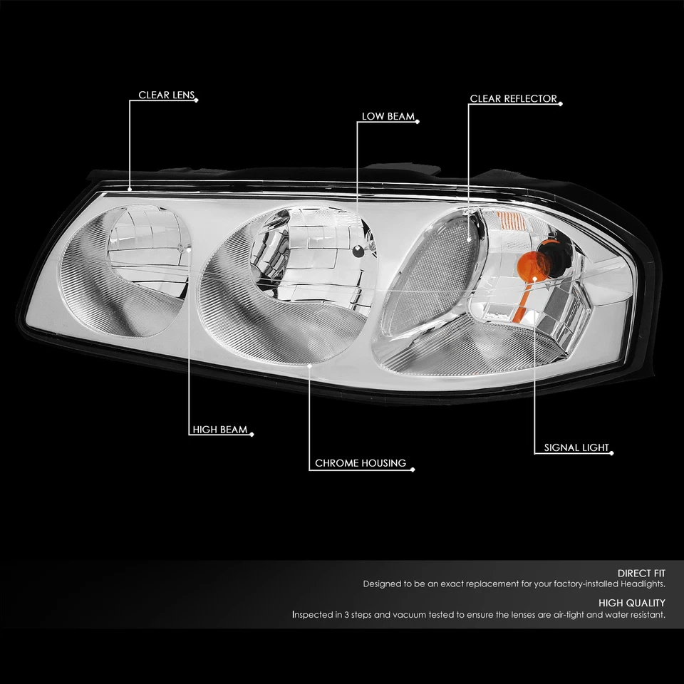 Par de faros/lámpara de señal de giro transparente carcasa cromada para Chevy Impala 2000-2005 Foto 2 de 4