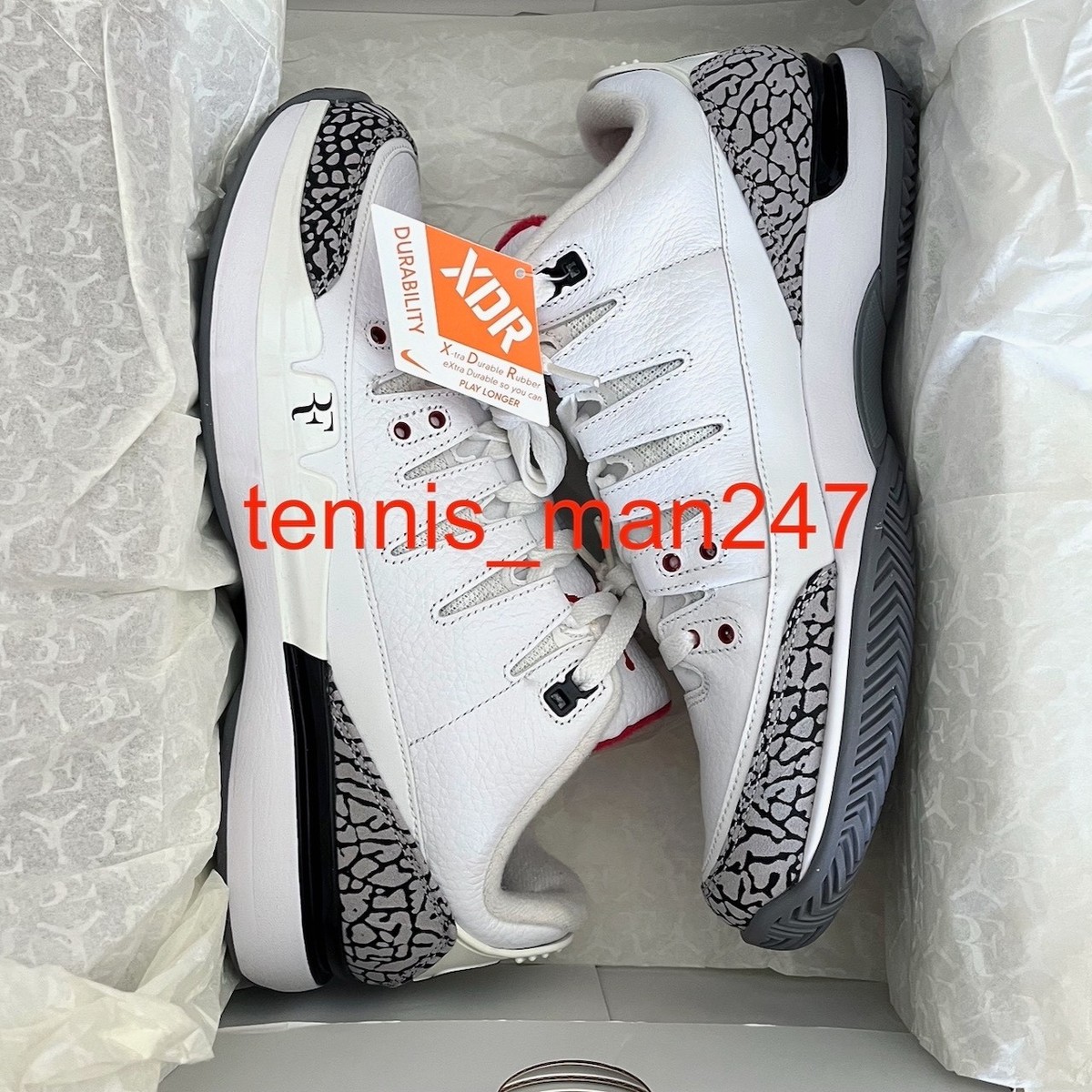 Size 9 - Nike Zoom Vapor Tour AJ3 White Cement for sale online | eBay