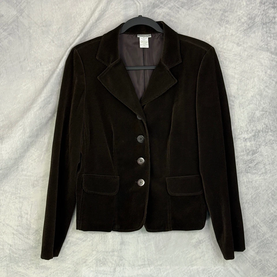 vtg y2k women's Brown Corduroy Blazer Jacket Size M equestrian preppy old money - Image 2 of 4