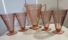 Vintage Pink Depression Glass beverage set - Adam pattern by Jeanette