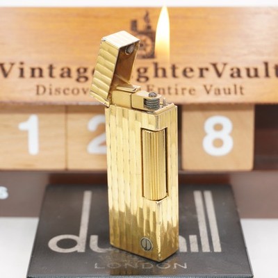 Dunhill Lighter Gold Bamboo Pattern _Ultrasonically Cleaned_Working