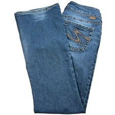 Silver Jeans Co Womens 31X33 Suki Flare Jeans Medium Wash Mid Rise Embroidered