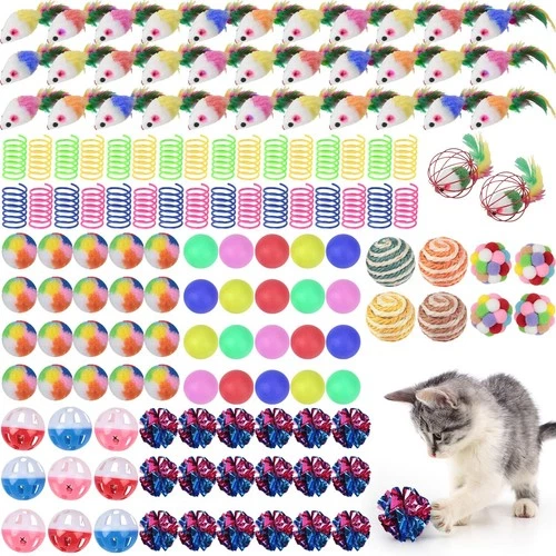 150 Pcs Cat Toys Bulk Set - Mice, Balls & Classic Fun for Indoor Cats deal from eBay