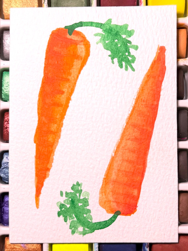 ACEO Original - Carrots From the Garden - Watercolor Veggie Art Card