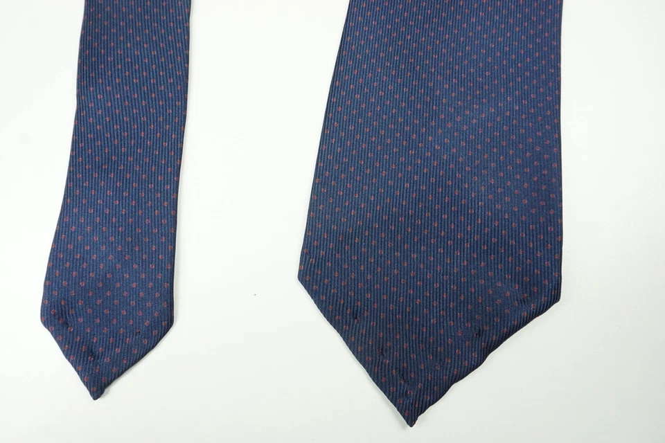 Cesare Attolini темно-синий медный полкадот 100% шелк легкий галстук совершенно новый - Изображение 3 из 4