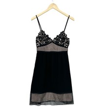 THEORY Dress Womens 6 Melaena Elevate Crepe Lace Midi Slip Black S845