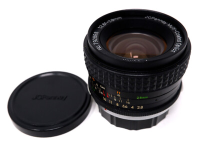 JC PENNEY MULTI-COATED OPTICS WIDE-ANGLE CAMERA LENS 1:2.8 F=28MM OM - NICE!