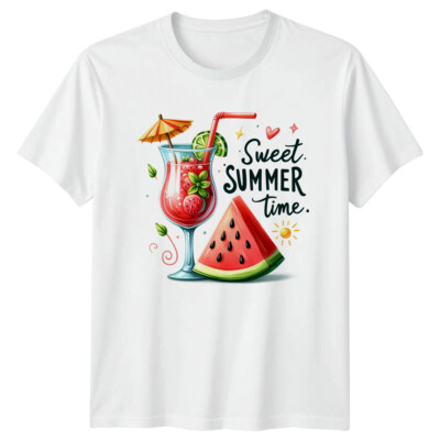 Süßes SUMMER Time Drink Damen T-Shirt Grafik Tee Herren Oberteil Unisex Design