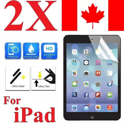 [2 Pack] Clear Screen Protector for iPad Mini 3 4 5 6 Air 9.7 10.2 10.5 Pro 12.9