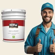 BEHR PREMIUM PLUS 5 gal. #12 Swiss Coffee Flat Low Odor Interior Paint 