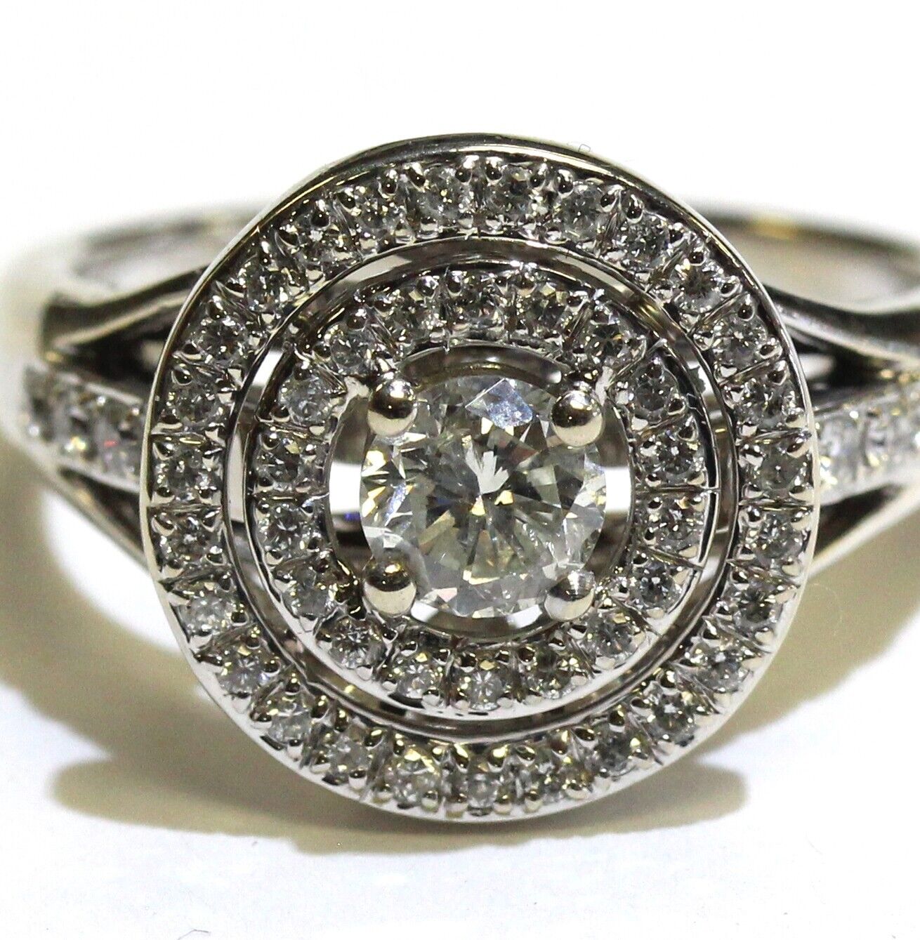14k white gold .79ct diamond double halo ring 5.4… - image 2