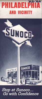 1963 Sunoco Road Map: Philadelphia and Vicinity NOS