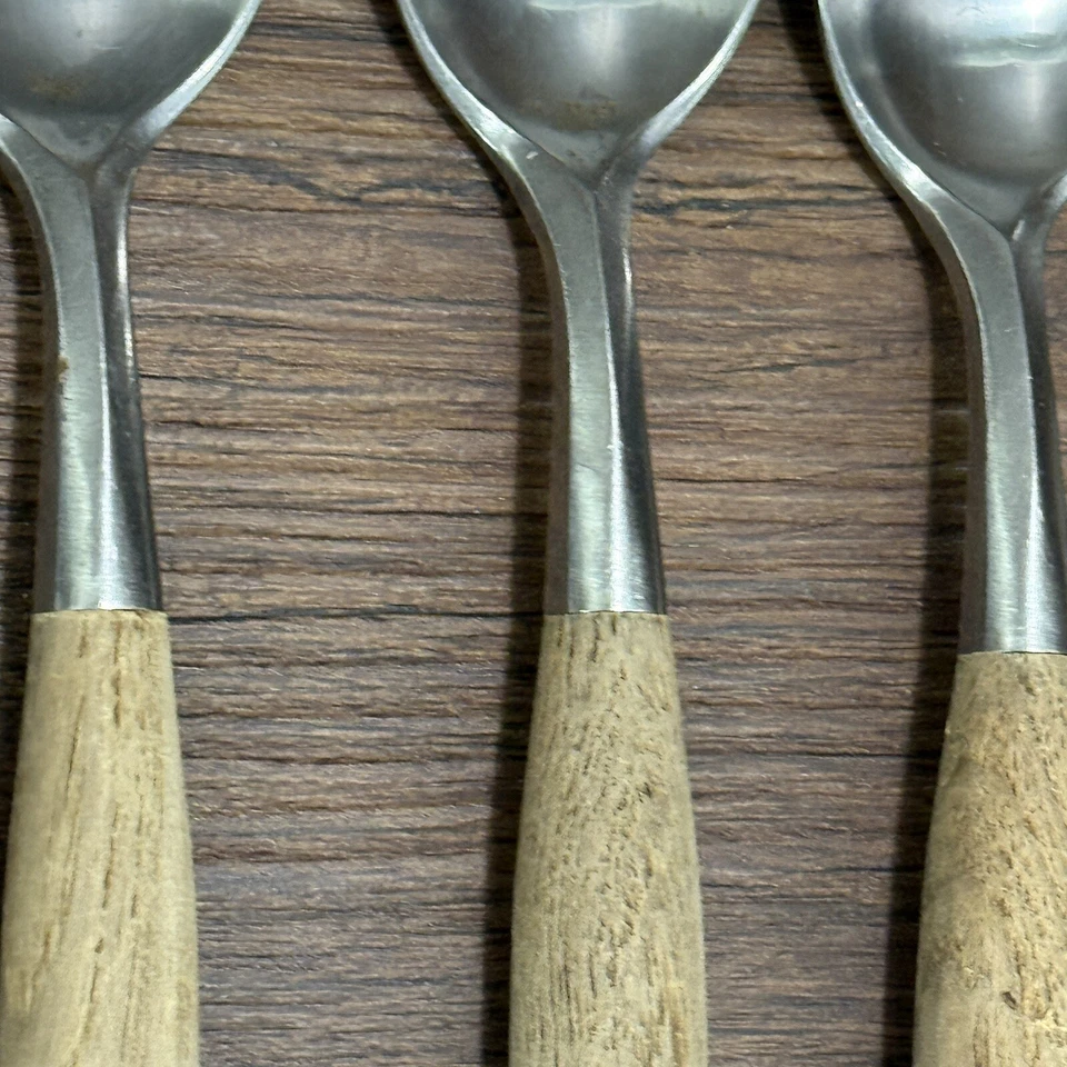 Cuchara de fiordo Dansk Designs lugar ovalado sopa Alemania mango de madera inoxidable Foto 3 de 4