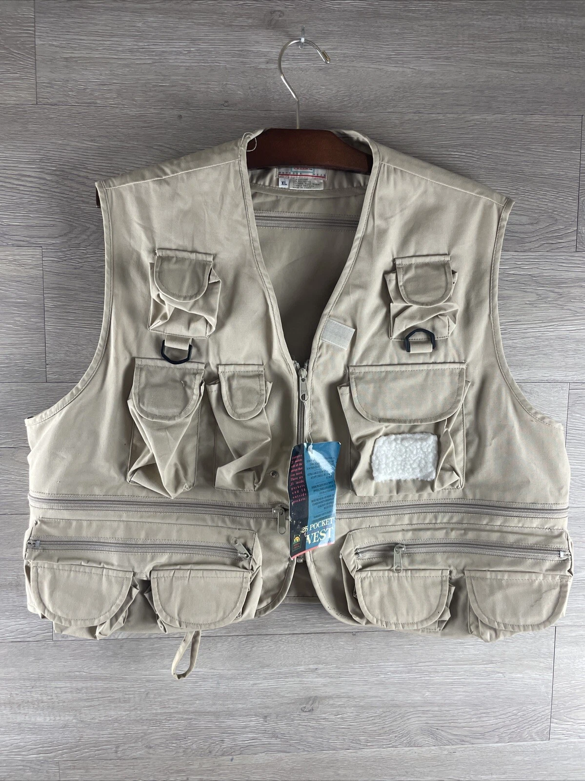 Timber Creek Mens Fly Fishing Hunting Vest Beige Utility 25 Pockets Size XL NEW