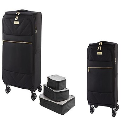 Samantha Brown Luggage Expandable Light Weight Spinner  Luggage Set ~ Black