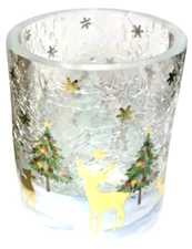 Yankee Candle HOLIDAY LIGHTS Crackle Glass Votive or Tealight Holder ~ Free Ship