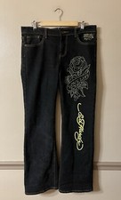 Ed Hardy By Christian Audigier Womens Jeans Size 15/16 Embroidered Y2K