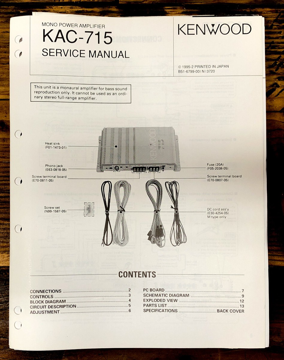 Kenwood KAC-715 Amplifier Service Manual *Original* | eBay