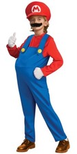 Super Mario Deluxe Mario Child Costume WITH hat, gloves more Size M 8-10 NEW