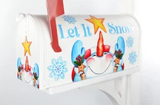 Mailbox Magnet Partial Cover Whimsical Snowman Let It Snow with 4 Snowflakes