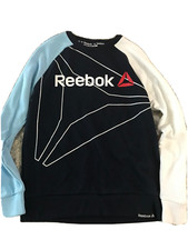 Reebok Boys Pullover Crew Neck Sweatshirt Navy Blue Size Large 10/12 