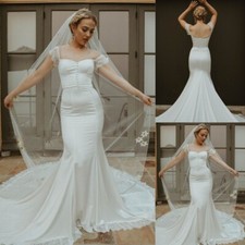 Mermaid Wedding Dress Sweetheart Silk Satin Off Shoulder Vintage 1950s Ball Gown