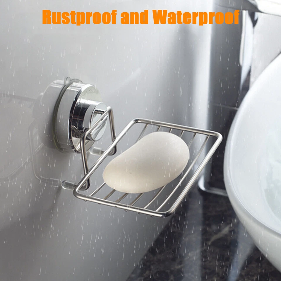 Jabonera de succión de acero inoxidable montada en la pared soporte barra baño cesta de ducha Foto 2 de 4