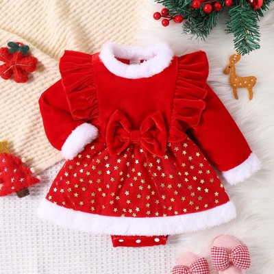 white christmas dresses Crochet Baby Dress, Christmas Crochet Baby Dress, Take Home Baby Outfi –  Cutie Outfits by Belle main image 0