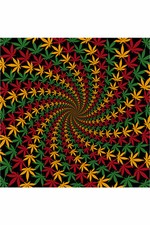 3D RASTA LEAF SPIRAL BANDANA-MASK,HEADBAND, SCARF 22 X 22-100 COTTON-Marijuana