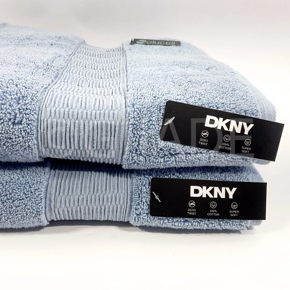 DKNY 100% Cotton 2Pc 30 In x 58 In Towels 2Pc Bath Blue New - Image 4 of 4