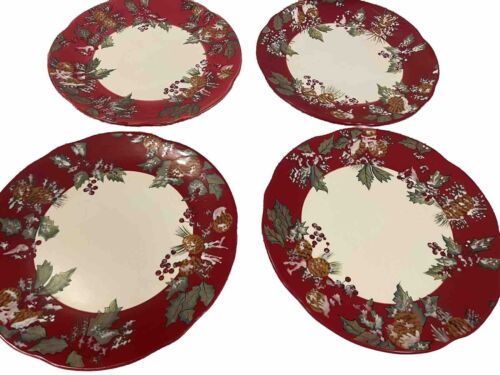 Lot of 4 Tracy Porter Jolly Ol Snowy Dinner Plate - Picture 1 of 5
