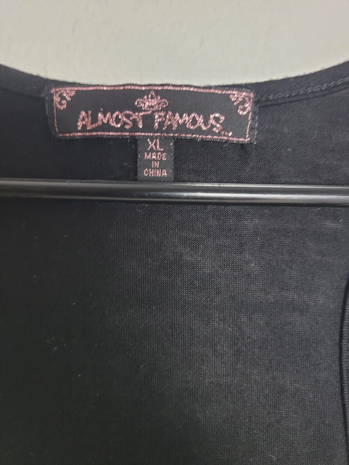 Camiseta sin mangas vintage Y2K casi famosa grunge lentejuelas rayas talla XL Foto 4 de 4