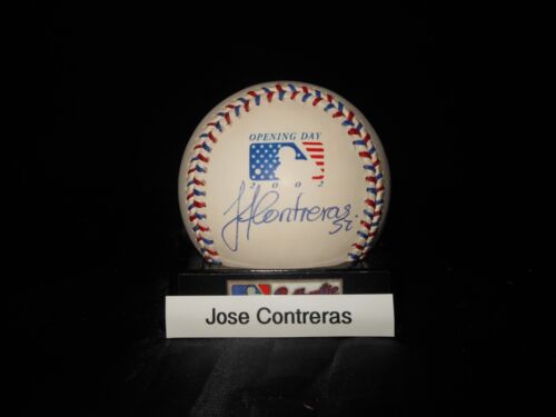 JOSE CONTRERAS SIGNED 2002 OPENING DAY FLAG BASEBALL RAWLINGS OMLB-YANKEES-RARE! - Picture 2 of 6