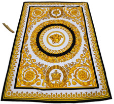 VERSACE CRETE DE FLEUR Oro, Nero e Oro Spiaggia/Asciugamano/Lancio 73,3 x 54 - Nuovo