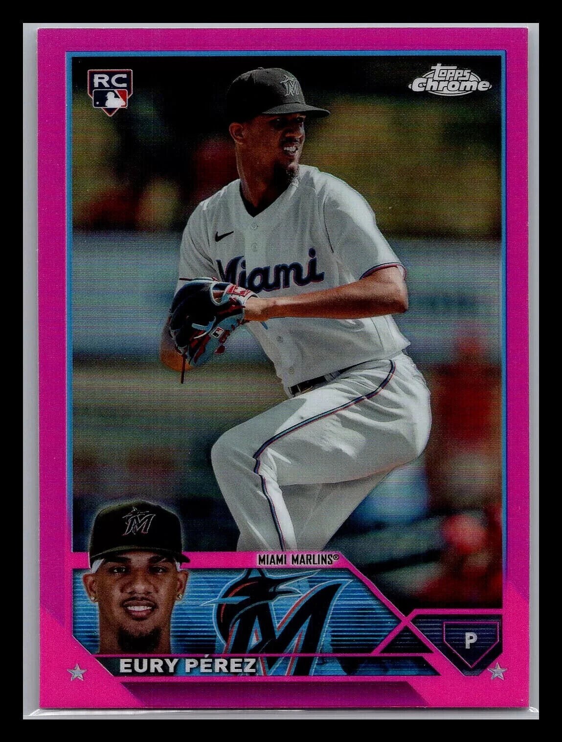 2023 Topps Chrome Update - Eury Perez USC100 Pink Refractor Rookie Baseball Card