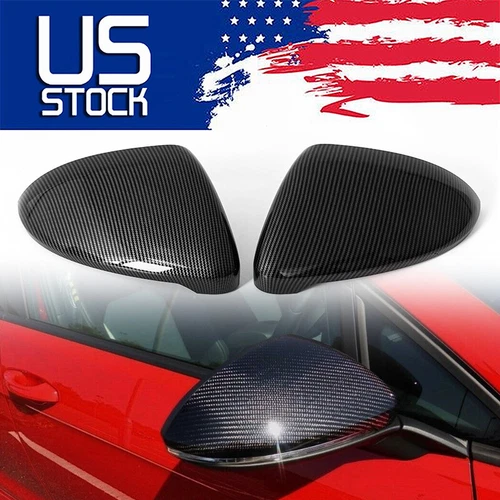 Carbon Black Side Mirror Cover Cap for VW GOLF7 MK7 MK7.5 GTI R Hatchback 14-20
