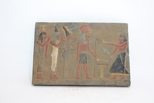 RARE ANCIENT EGYPTIAN ANTIQUE Stone Stela God Osiris with God Horus Drink Water