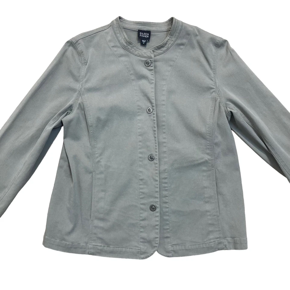 Eileen Fisher 套装女式小号 2 件套夹克外套裤子棕褐色前扣经典 — 第 2/4 张图片