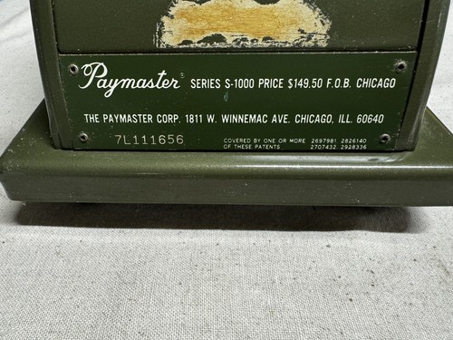Vintage Paymaster Series S-1000 Green Check Writer With Key Bonded Tested/Works - Picture 8 of 8