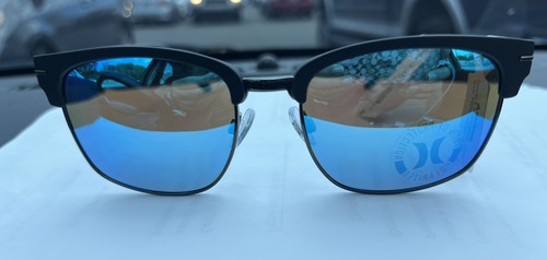Hurley Polarized Matte Black Brow-Line Sunglasses Blue Lens- $75 HSM1027 New Men