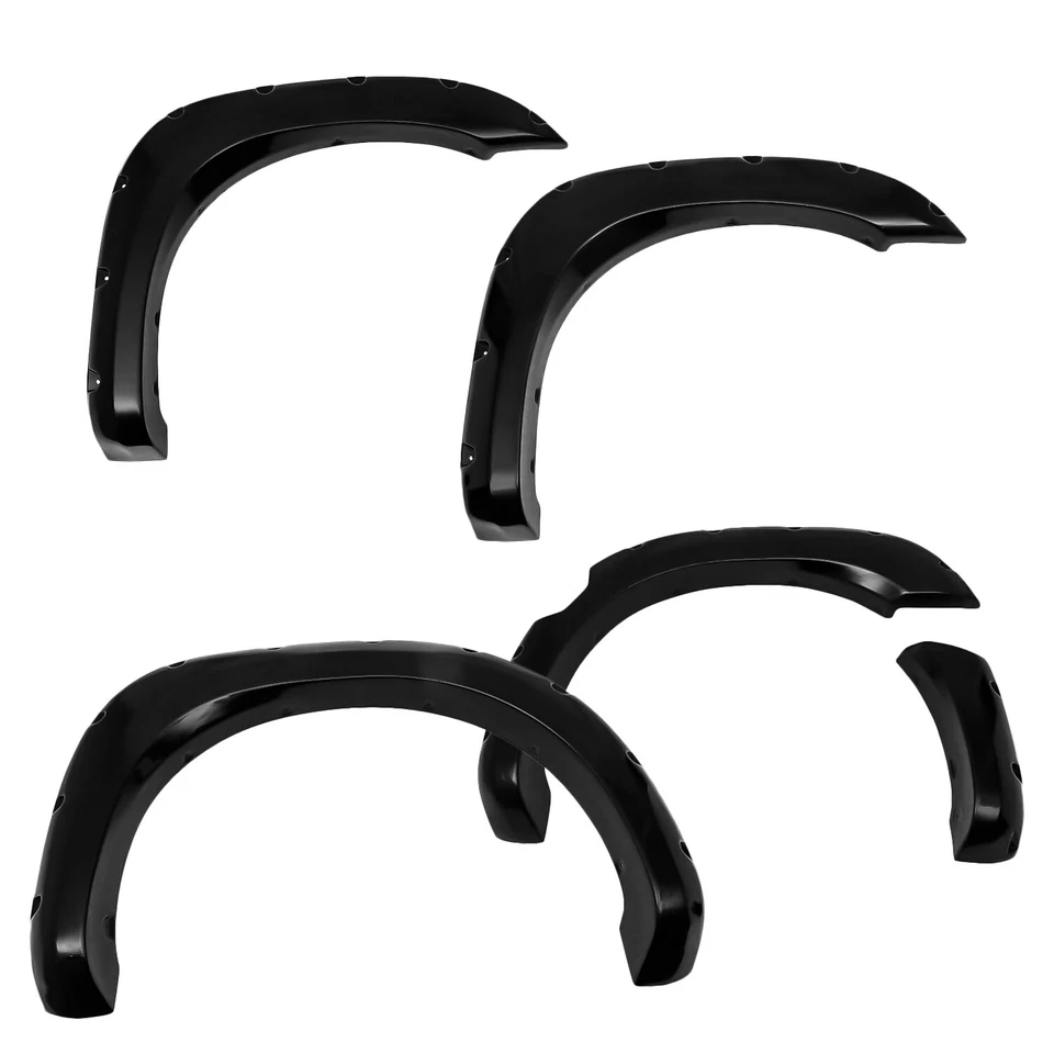 For 2004-2014 Nissan Titan w/Bedside Lockbox Black Front+Rear Fender Flares Set - Image 4 of 4